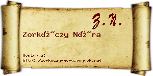 Zorkóczy Nóra névjegykártya